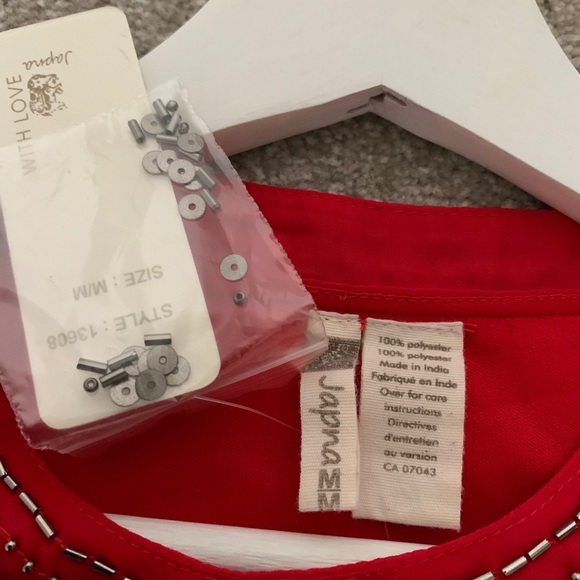 NWT ‘Japana’ Sequin Open Shoulder Tank Top - Red - Picture 4 of 5